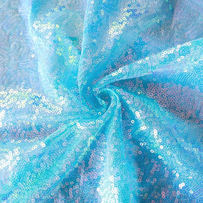 Sugargirl Mermaid Blue Sequin Backdrop Curtain 2 Panels 2FTx8FT Glitter Mermaid - Image 8