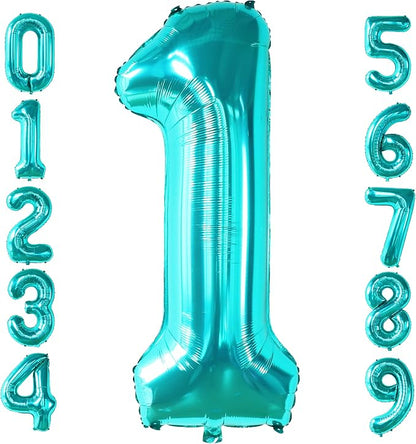 KatchOn Teal Number Balloon For Under the Sea Party Decorations 40 Inch | by KatchOn