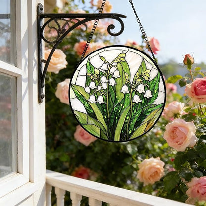 DASTOLL Stained Glass Window Hanging, Lily of the Valley Flower Sun Catchers - Image 6