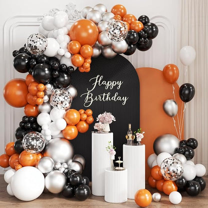 Orange Black White Silver Balloon Garland Arch Kit by Unknown