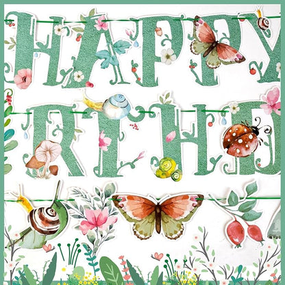 SUNBEAUTY Wildflower Happy Birthday Banner Sage Green Floral Flower Party - Image 8