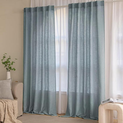 MIULEE Dusty Blue Linen Curtains 37x84 Inch Length Soft Thick - Image 7