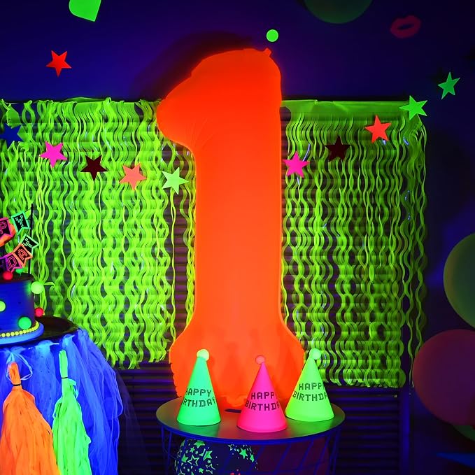 Mega-L Glow in The Dark Party Supplies, 40 Inch Orange Number 3 Balloon | Glow - Image 4