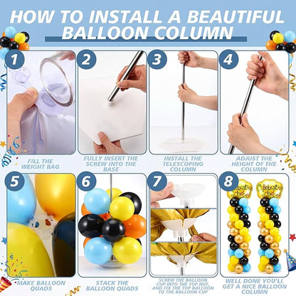 Hicarer 8 Sets Balloon Column Stand, 7ft Adjustable Metal Telescopic Pillar Set - Image 6