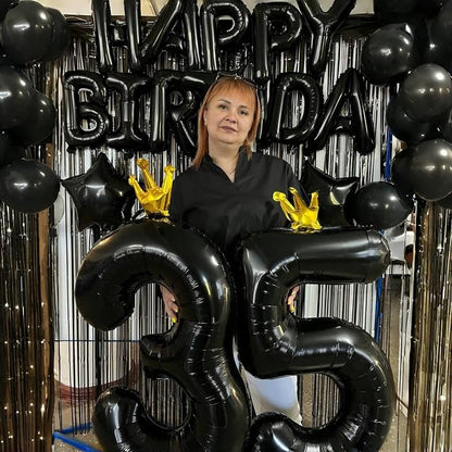 40 Inch 2nd Birthday Balloon Number, Crown Black Foil Giant Number Balloons 0-9 - Image 7