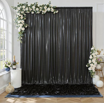 gogoparti 20x10FT Black Sequin Backdrop Curtain by Gogoparti
