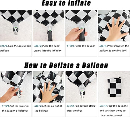 40In Black White Checkered Number 8 Balloon Race Car Digital Foil 8 Balloon | - Image 3