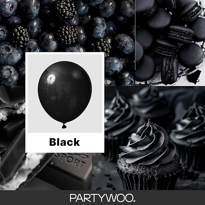 PartyWoo Black Balloons 99 pcs Different Sizes of 36 18 12 10 5 Inch Black - Image 2