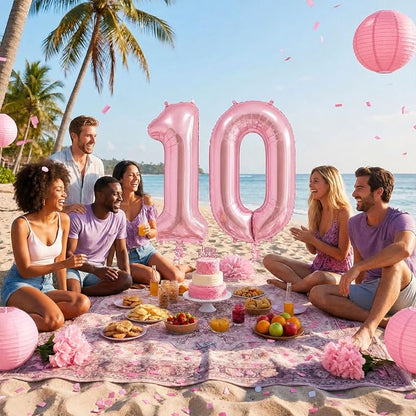Number Balloons Pink Party Balloon - Image 7