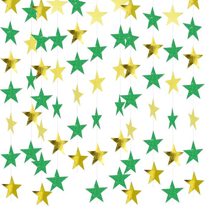 BEISHIDA Glitter Star Garland Banner Decor Green Gold Hanging Decorations by Beishida