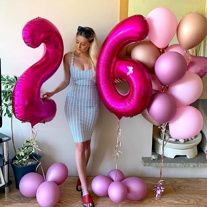40 Inch Hot Pink 26 Number Balloons Giant Jumbo Huge 26 or 62 Foil Mylar Helium - Image 3