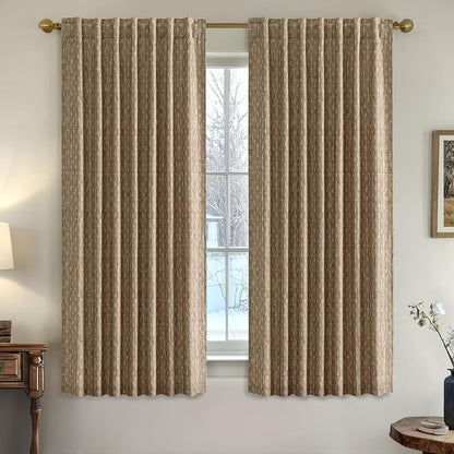 MIULEE Patterned Farmhouse Linen Curtains, Back Tab - Image 2