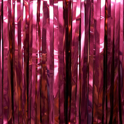 PartyWoo Burgundy Red Foil Fringe Tinsel Streamers 2pcs 6.6FT Backdrop | - Image 2