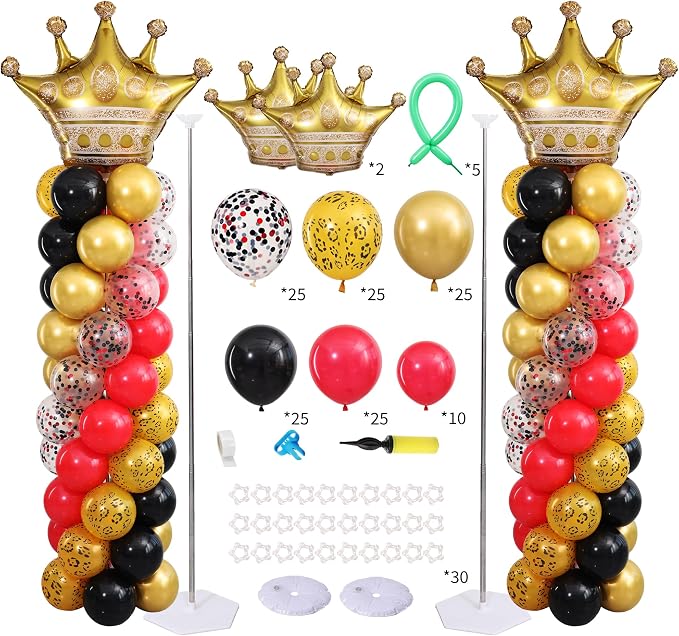 Red Black Gold Balloon Column Stand Kit Set of 2 by ZyloonDecoration