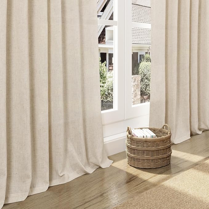 Cream Beige Linen Curtains 80 Inch Length - Image 5
