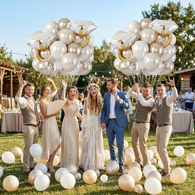 Pearl White and Gold Balloons - Image 7