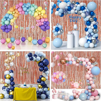 TenLaitech 3 Pack 3.3 x 9.9 ft Rose Gold Foil Fringe Backdrop Curtain, Streamer - Image 7