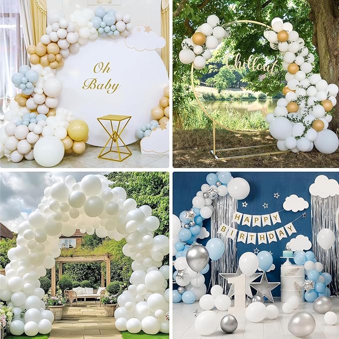 RUBFAC White Balloons Different Sizes Bridal Shower Balloons Arch 154pcs | - Image 8