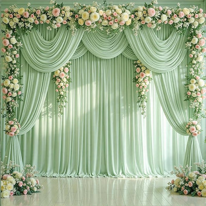 10 Panels Sage Green Backdrop Curtains - Image 8