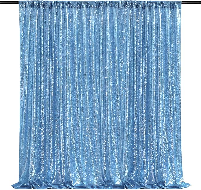Baby Blue Sequin Backdrop Curtain 7ft x 7ft Glitter Photo Background | Glitter by QueenDream