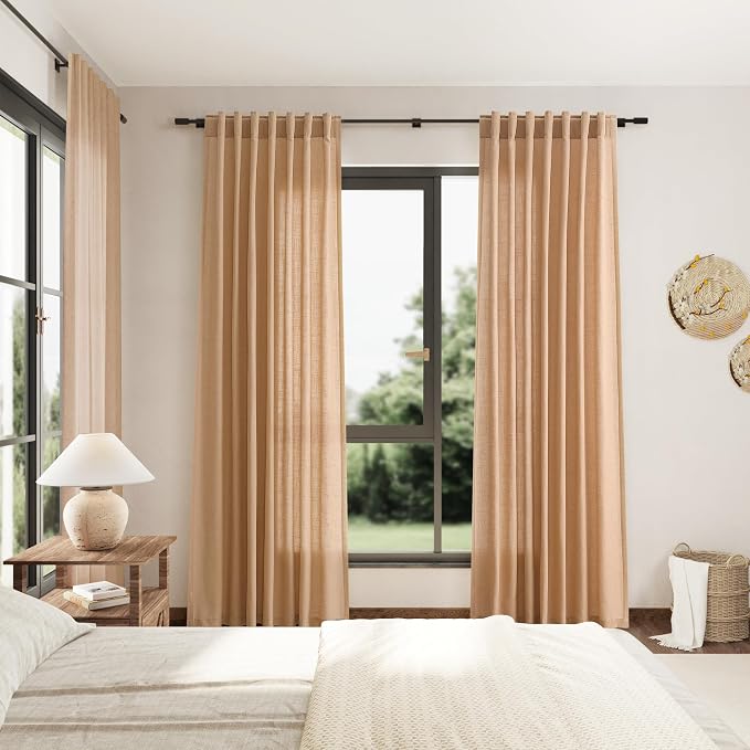 Extra Long Camel Linen Curtains 2 Panels 102 Inches Long - Image 7