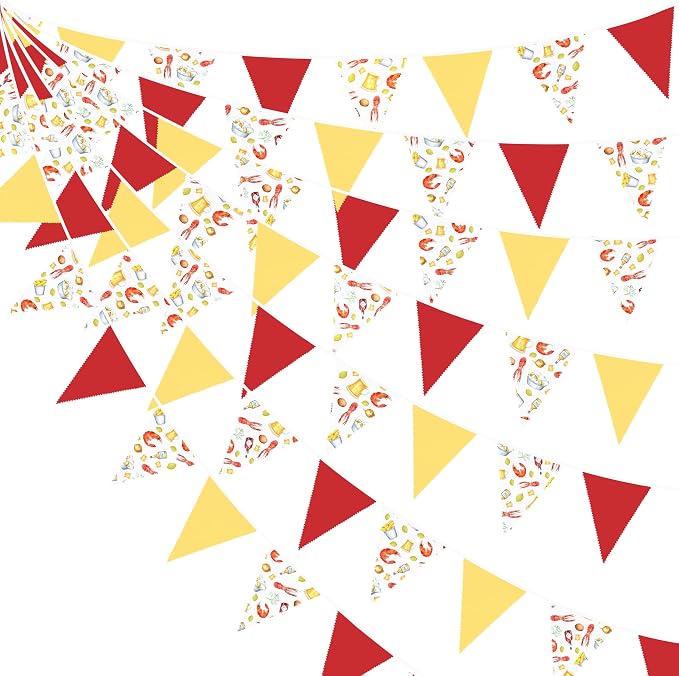 32Ft Crawfish Boil Party Decorations Red Yellow Beer Crawfish Pennant Banner by pinkblume