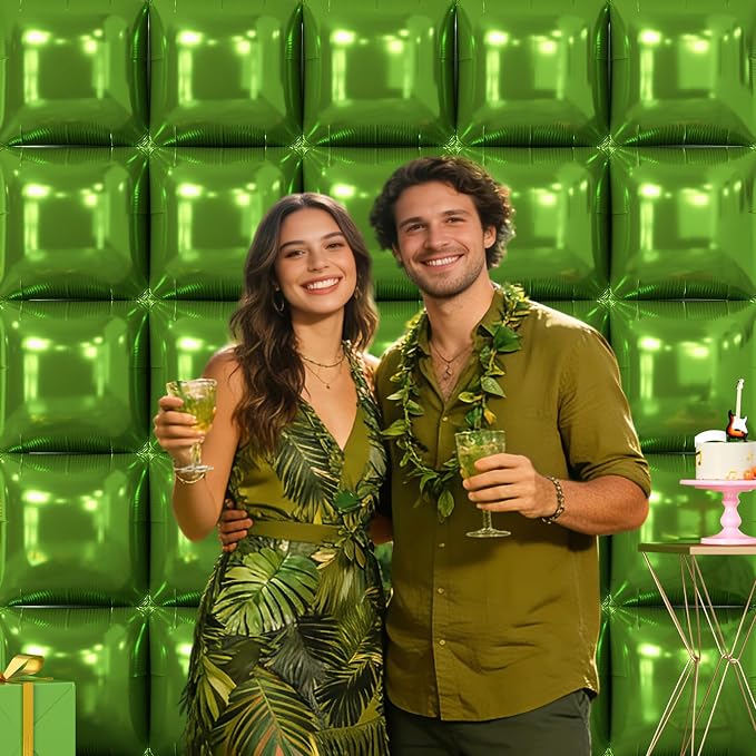 NISOCY 25PCS Olive Green Square Foil Balloons Wall Backdrop | Double Sided Dark - Image 6