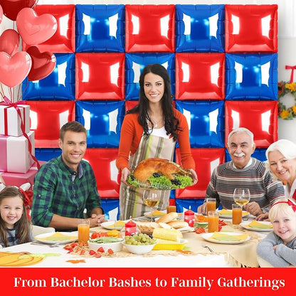 Red and Blue Square Foil Balloons 25 Pcs Metallic Red and Blue Balloons Wall - Image 6