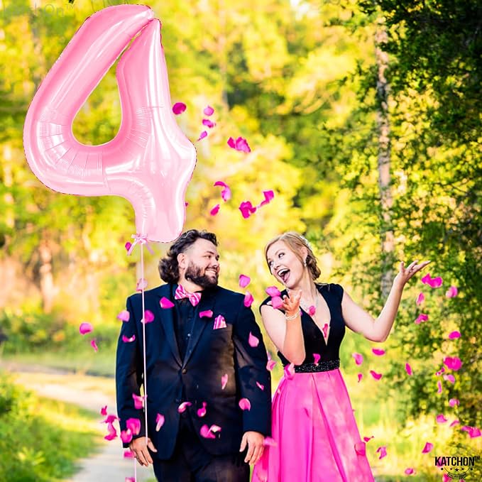 KatchOn, 4th Birthday Decorations Girl | Light Pink 4 Balloon Number, 4th - Image 7