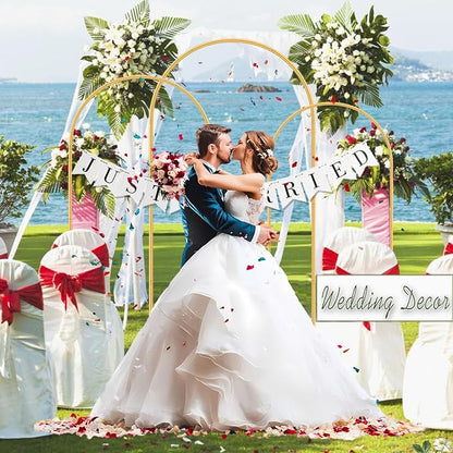 Arch Backdrop Stand and Cover Set Metal Arch Frame Stand Gold - Image 4