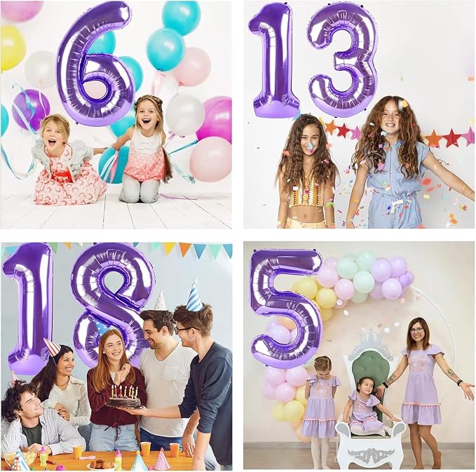 Purple Number Balloons, 40 Inch Purple Balloon 6.6 Helium Balloon 6th Birthday - Image 6