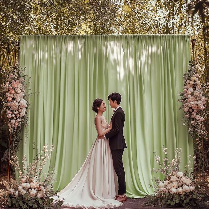ESGOTBME 30x10ft Wrinkle Free Sage Green Backdrop Curtain - Image 8