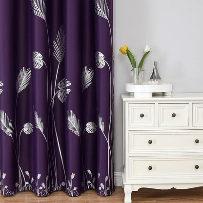 Purple Curtains Blackout Thermal Insulated Window Curtains Drapes - Image 2