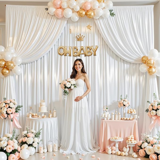 30x10ft White Glitter Backdrop Curtain - Image 6