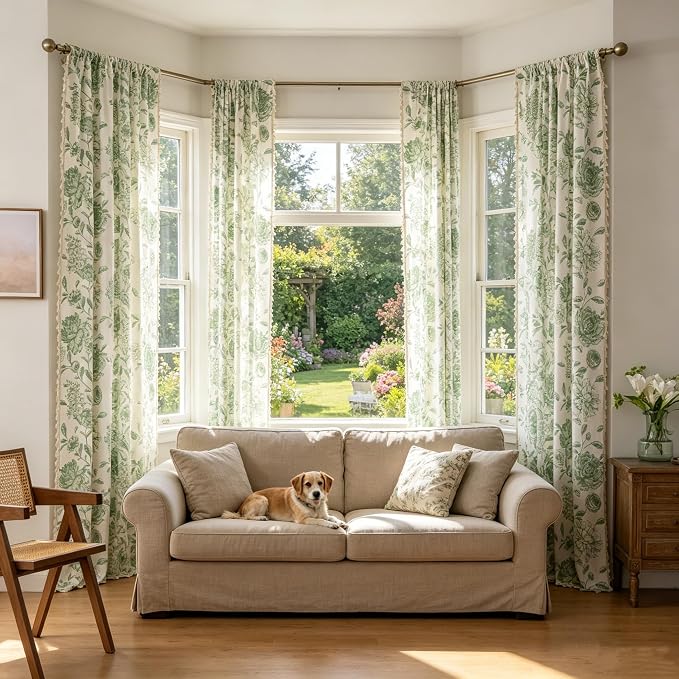 F-CHU Bohemian Curtains for Bedroom 63 Inch Length French Country Floral Drapes - Image 8