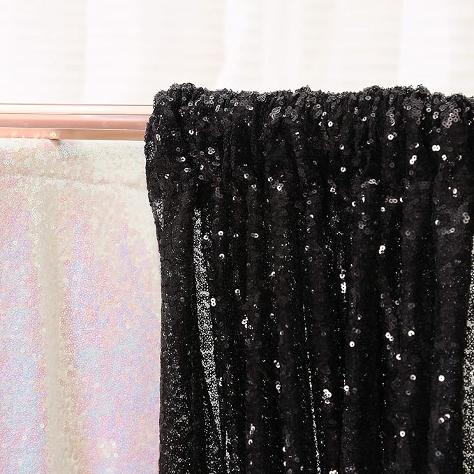 Poise3EHome 8FT x 8FT Black Sequin Backdrop Curtain Photography - Image 3