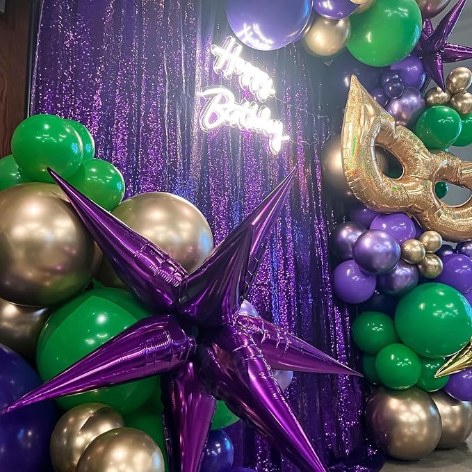 Purple Sequin Backdrop Curtain 6 Pcs 2ftx8ft Sparkly Glitter Wedding Party - Image 3
