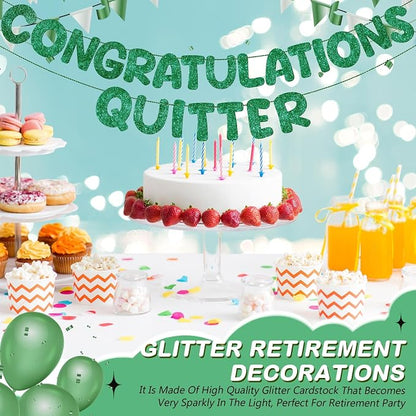 Fulmoon Pre Strung Congratulations Quitter Glitter Banner Funny Retirement - Image 7