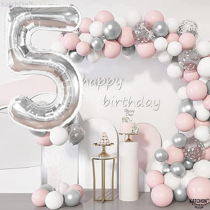 KatchOn Silver 5 Balloon Number 40 Inch | 5th Birthday Decorations, 5 Mylar - Image 3