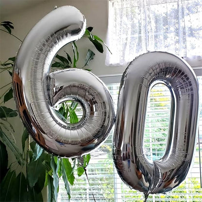 40" Silver Number 6 Balloon for Girls Boys, Large Self Inflating Helium Foil - Image 9