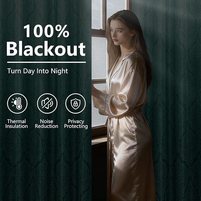 DWCN 100% Blackout Curtains for Bedroom 54 Inch Long - Image 2