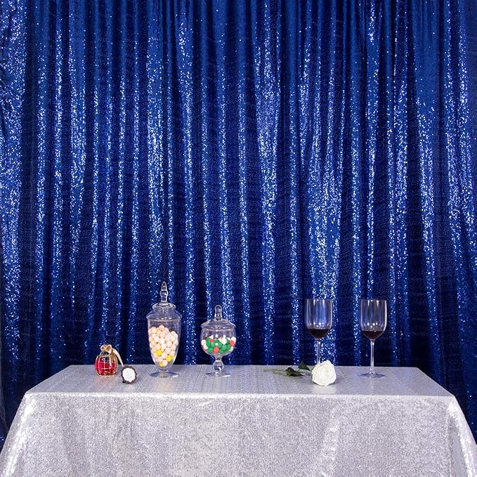 SquarePie 6x6ft Navy Blue Sequin Backdrop, High Density Non-Transparent Glitter - Image 5