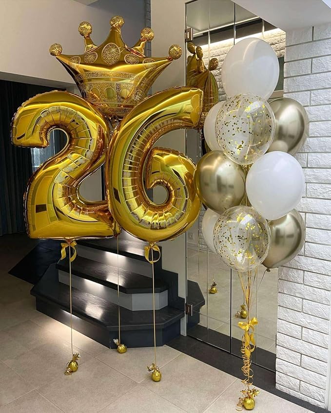 Gold 26 Number Balloons, 40 Inch Giant Number 26 Balloons Foil Mylar Helium - Image 3