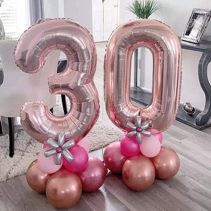 40 Inch Rose Gold 30 Number Balloons Giant Jumbo Huge 30 Foil Mylar Helium - Image 5
