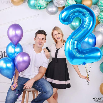 KatchOn, Number 2 Balloon, 40 Inch Blue Foil Number Balloon - Image 8