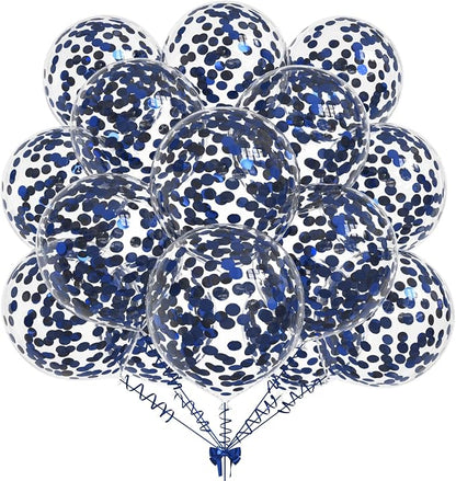 50pcs Navy Blue Foil Confetti Balloons, 12 inch Latex Balloon by KALOR