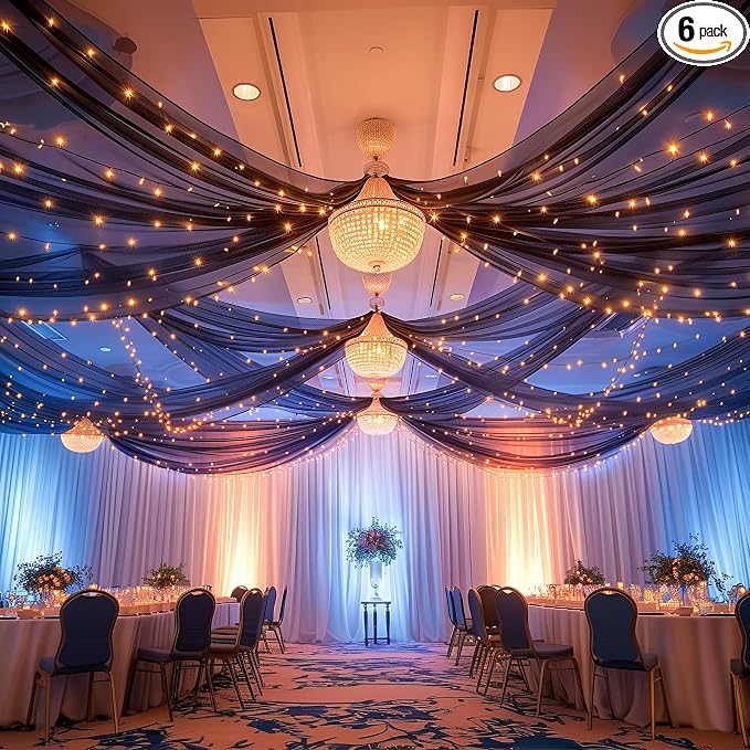 6 Panels Black Ceiling Drapes by Shillance