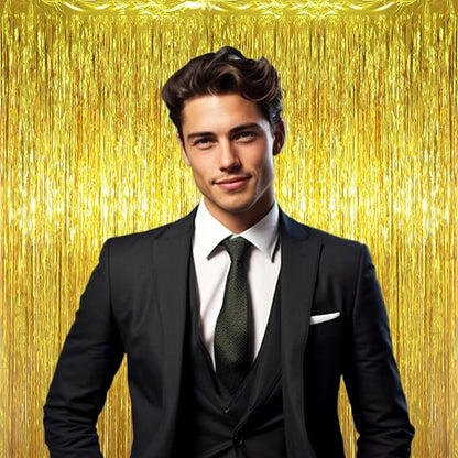 Voircoloria Gold Foil Fringe Backdrop Curtains, Birthday Party Decorations - Image 8