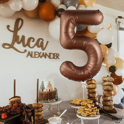 KatchOn Coffee Brown Number 5 Balloon 40 Inch, 5 Birthday Decorations | Number - Image 7