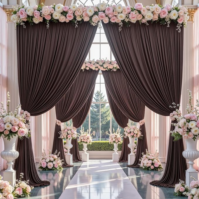 50×14 ft Wrinkle Free Brown Backdrop Curtain - Image 3